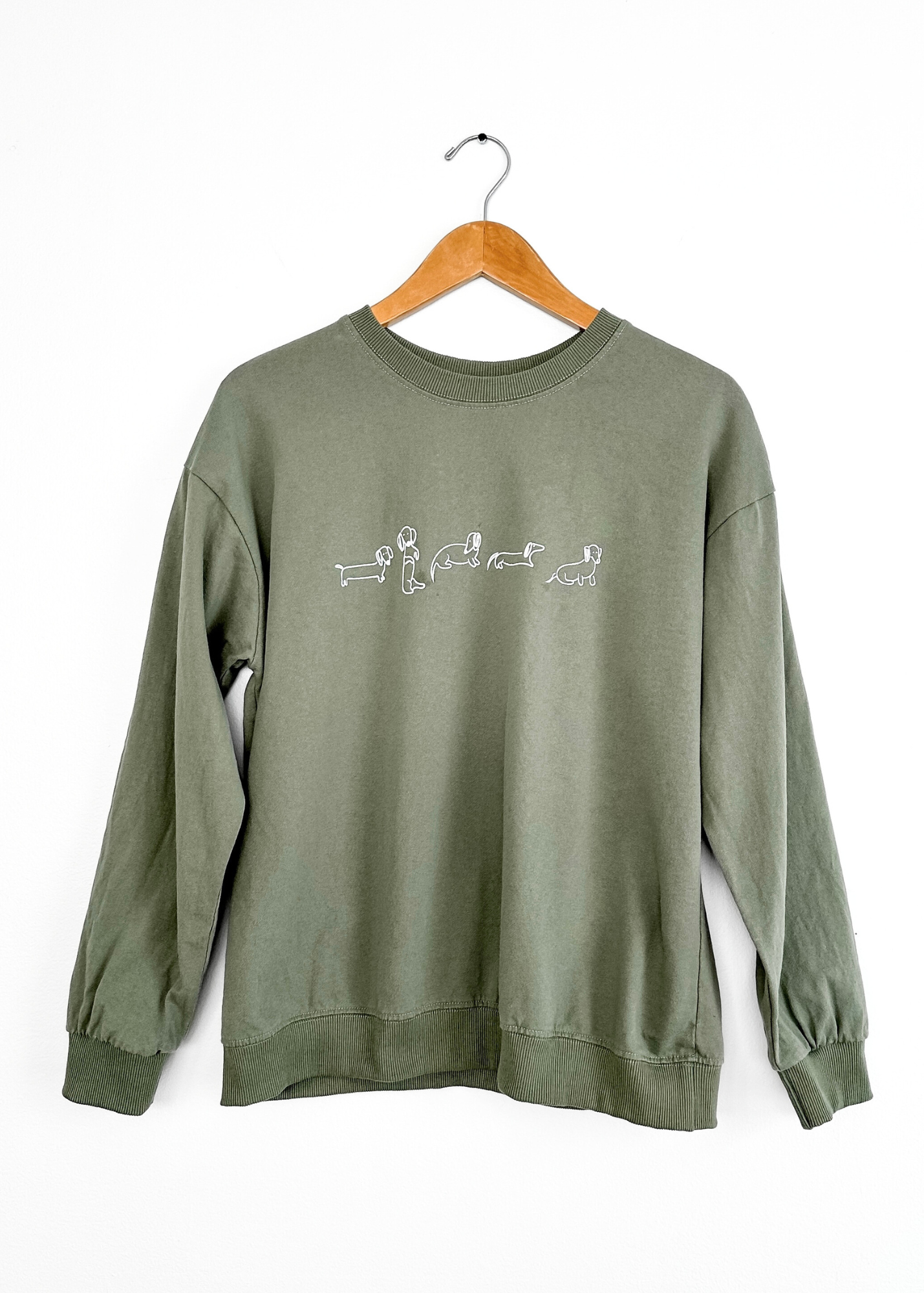 Dachshund Sage Green Pullover Sweatshirt (L)