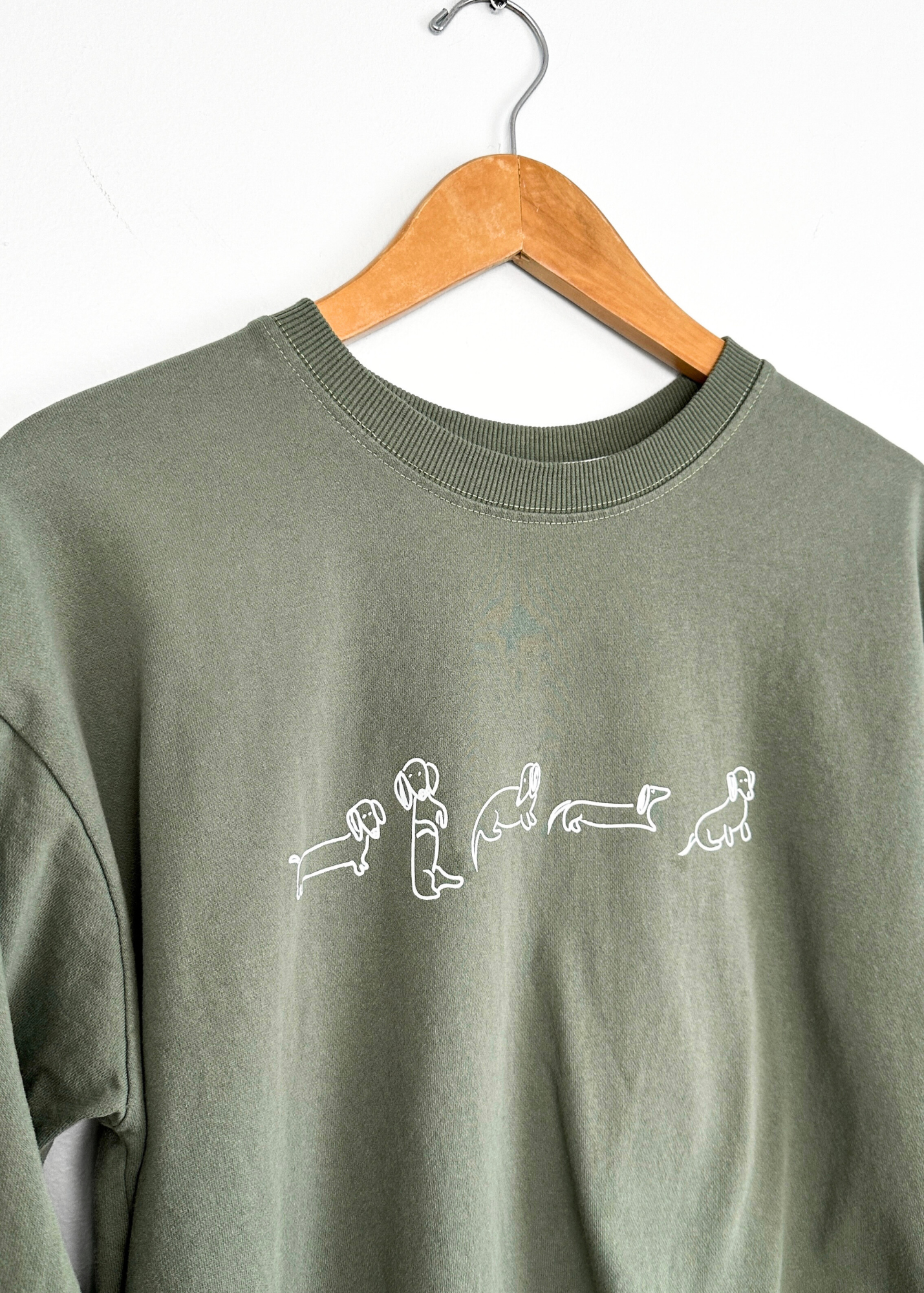 Dachshund Sage Green Pullover Sweatshirt (L)