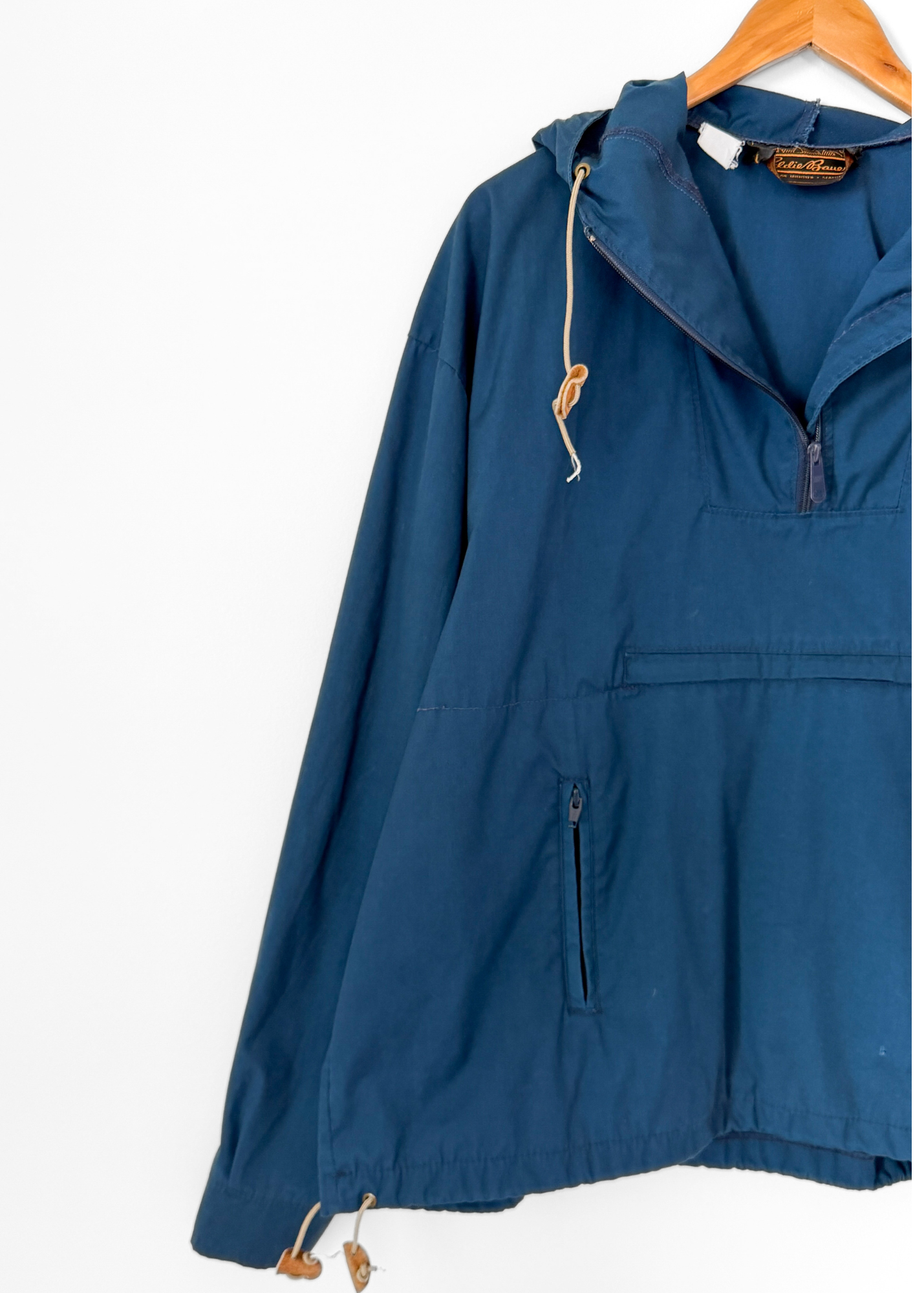 Vintage 90s Eddie Bauer Teal Blue Cotton Anorak Jacket