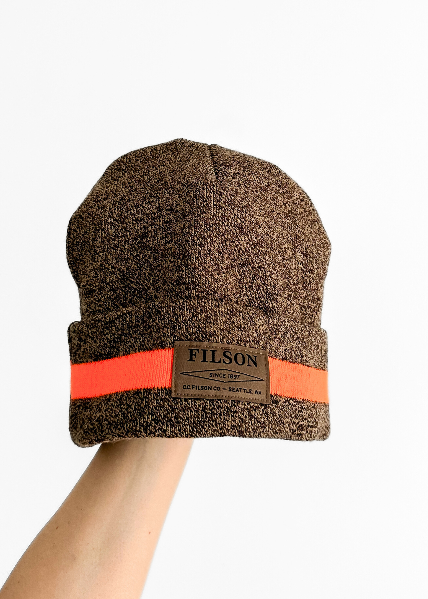 Filson Ballard Watch Cap Beanie Hat in Walnut / Flame