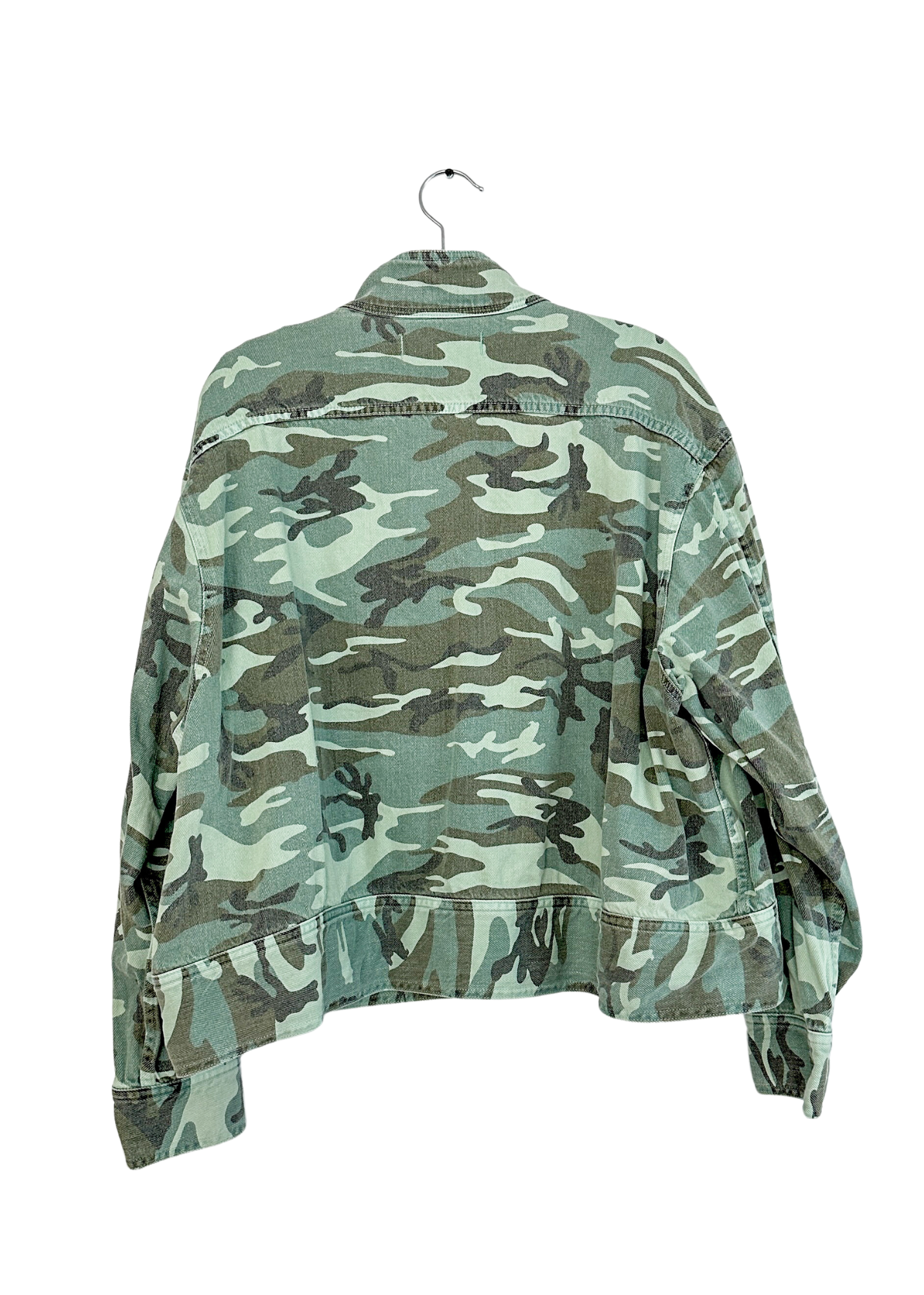 Anthropologie Amo Army Patch Green Camo Jacket (M)