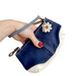 Coach Navy & White Small Purse Wristlet with Daisy Charm Keychain