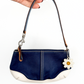 Coach Navy & White Small Purse Wristlet with Daisy Charm Keychain