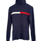 Vintage 2004 Tommy Hilfiger Womens Navy Cable Knit Flag Turtleneck Sweater