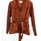 Vintage 1970s Brown Suede Patchwork and Knit Belted Jacket (L)