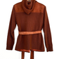 Vintage 1970s Brown Suede Patchwork and Knit Belted Jacket (L)