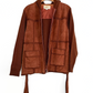 Vintage 1970s Brown Suede Patchwork and Knit Belted Jacket (L)