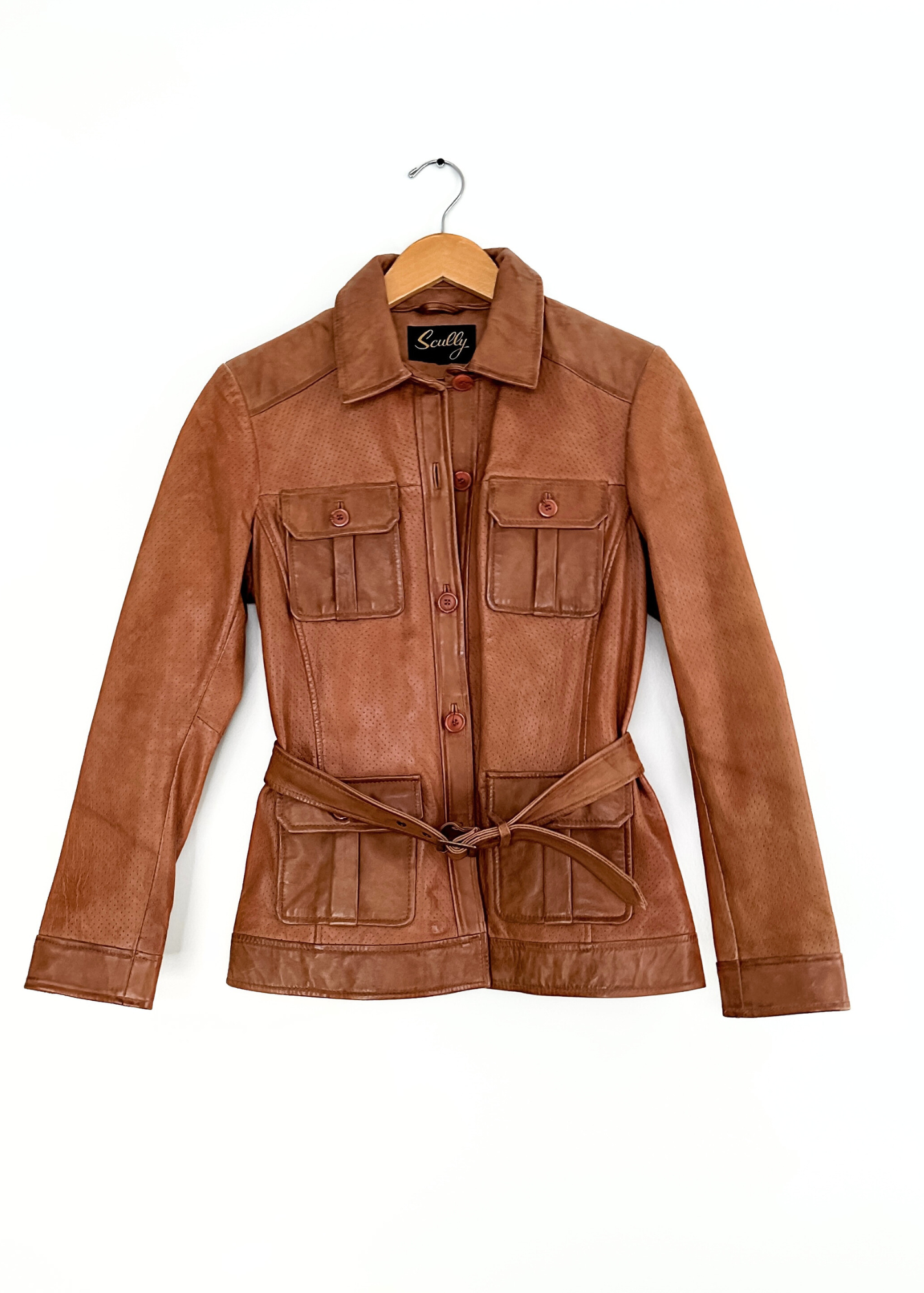 Vintage Scully Light Brown Belted Leather Jacket (S)