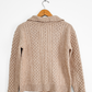 Original Aran Co. Irish Light Brown Cable Knit Zip Front Knit Sweater (M)