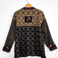 Icelandic Designs Brown & Black Floral Embroidered Wool Zip Knit Jacket Sweater (XL)