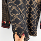 Icelandic Designs Brown & Black Floral Embroidered Wool Zip Knit Jacket Sweater (XL)