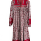 Vintage Red India Cotton Gauze Peasant Midi Dress (M)