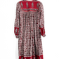 Vintage Red India Cotton Gauze Peasant Midi Dress (M)