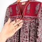 Vintage Red India Cotton Gauze Peasant Midi Dress (M)