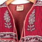 Vintage Red India Cotton Gauze Peasant Midi Dress (M)
