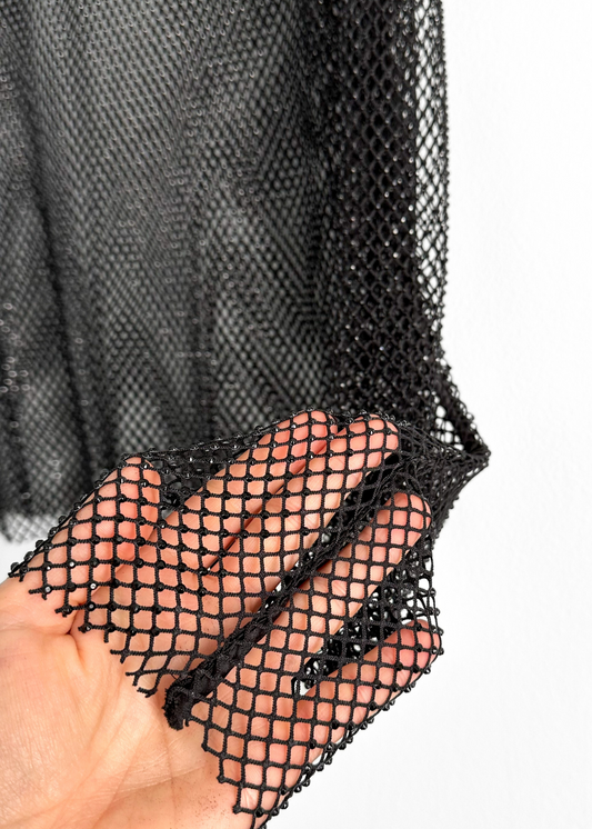 Vintage 00s Beaded Mesh Long Sleeve Top (L)