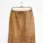 NEW Vintage 00s Express Brown Butterfly Embossed Suede Leather Skirt (S/M)