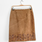 NEW Vintage 00s Express Brown Butterfly Embossed Suede Leather Skirt (S/M)