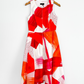 Donna Karan Pink and Orange Abstract Handkerchief Hem Zip Front Dress (4)