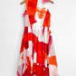 Donna Karan Pink and Orange Abstract Handkerchief Hem Zip Front Dress (4)