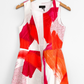 Donna Karan Pink and Orange Abstract Handkerchief Hem Zip Front Dress (4)