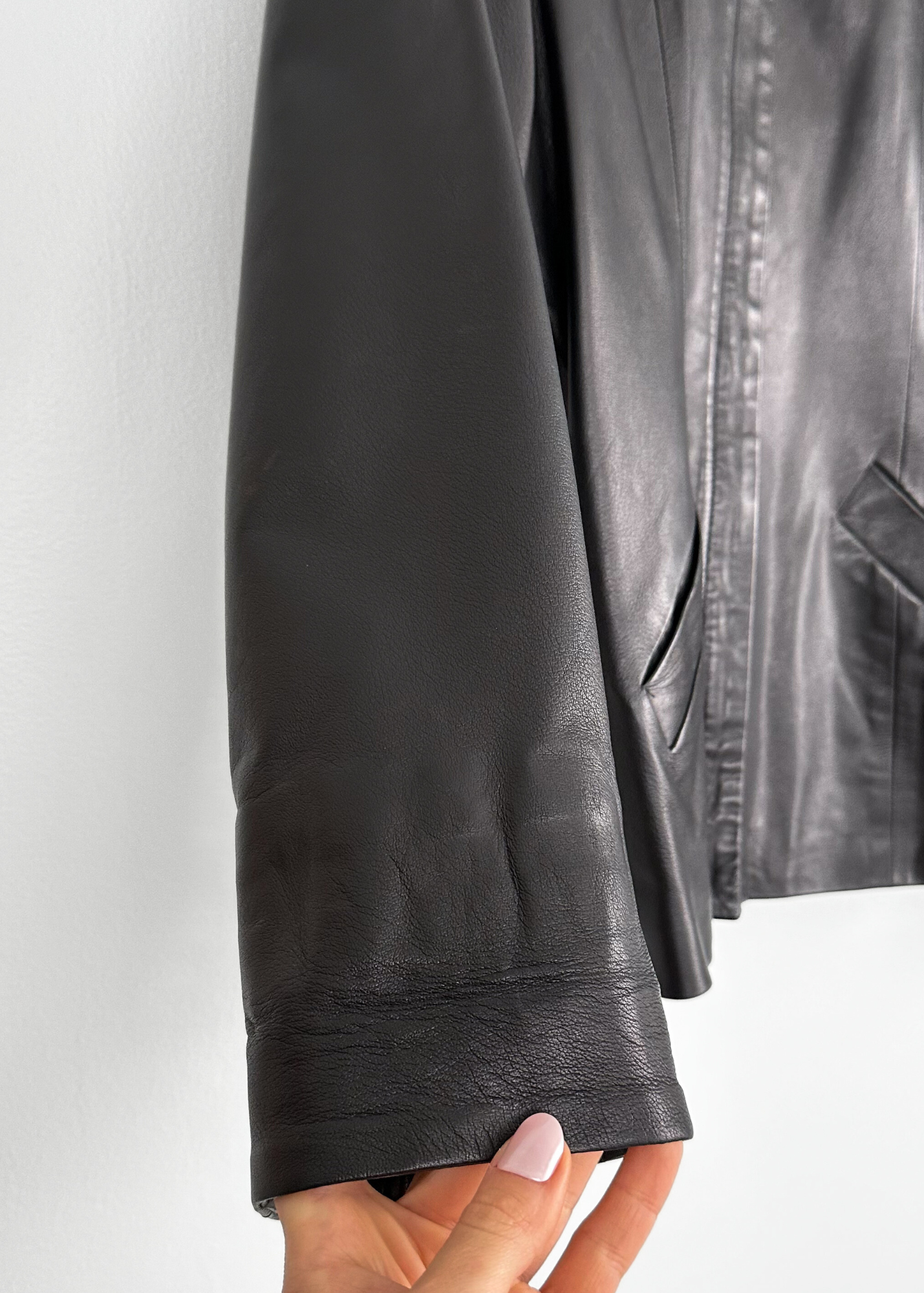 Vintage 00s Black Italian Leather Zip Women's Jacket (L or 10/12)