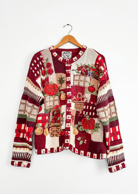 Vintage 2000 Heirloom Collectibles Pumpkin Patch Cardigan (L)