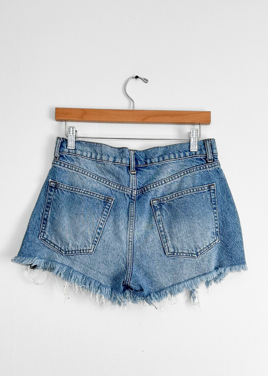 Reformation Dixie High Rise Cut Off Denim Shorts Shasta Distressed (27 or 4)