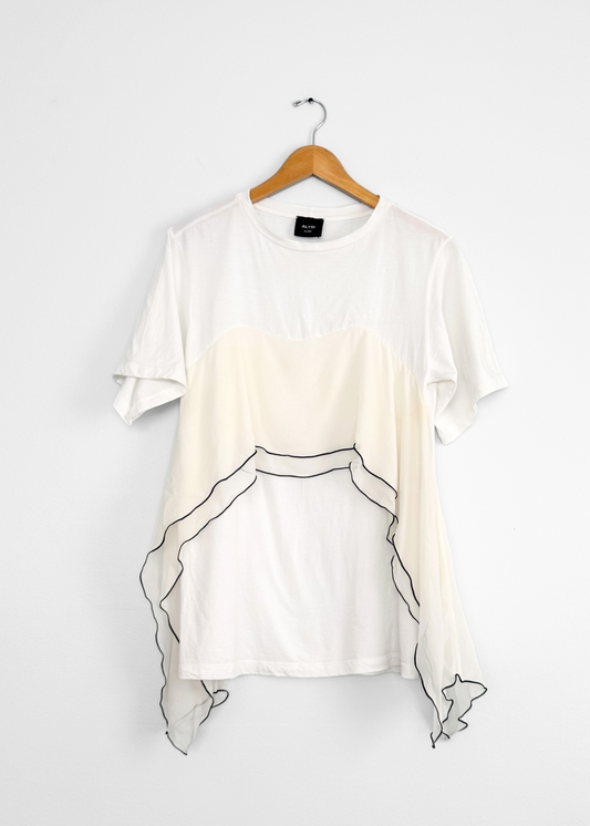 Alysi White T-Shirt with Drape Silk Front Chocolat Collection