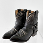 Frye Black Leather Silver Stud Billy Biker Short Western Cowboy Boots (7.5)