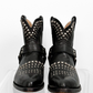 Frye Black Leather Silver Stud Billy Biker Short Western Cowboy Boots (7.5)