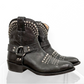 Frye Black Leather Silver Stud Billy Biker Short Western Cowboy Boots (7.5)