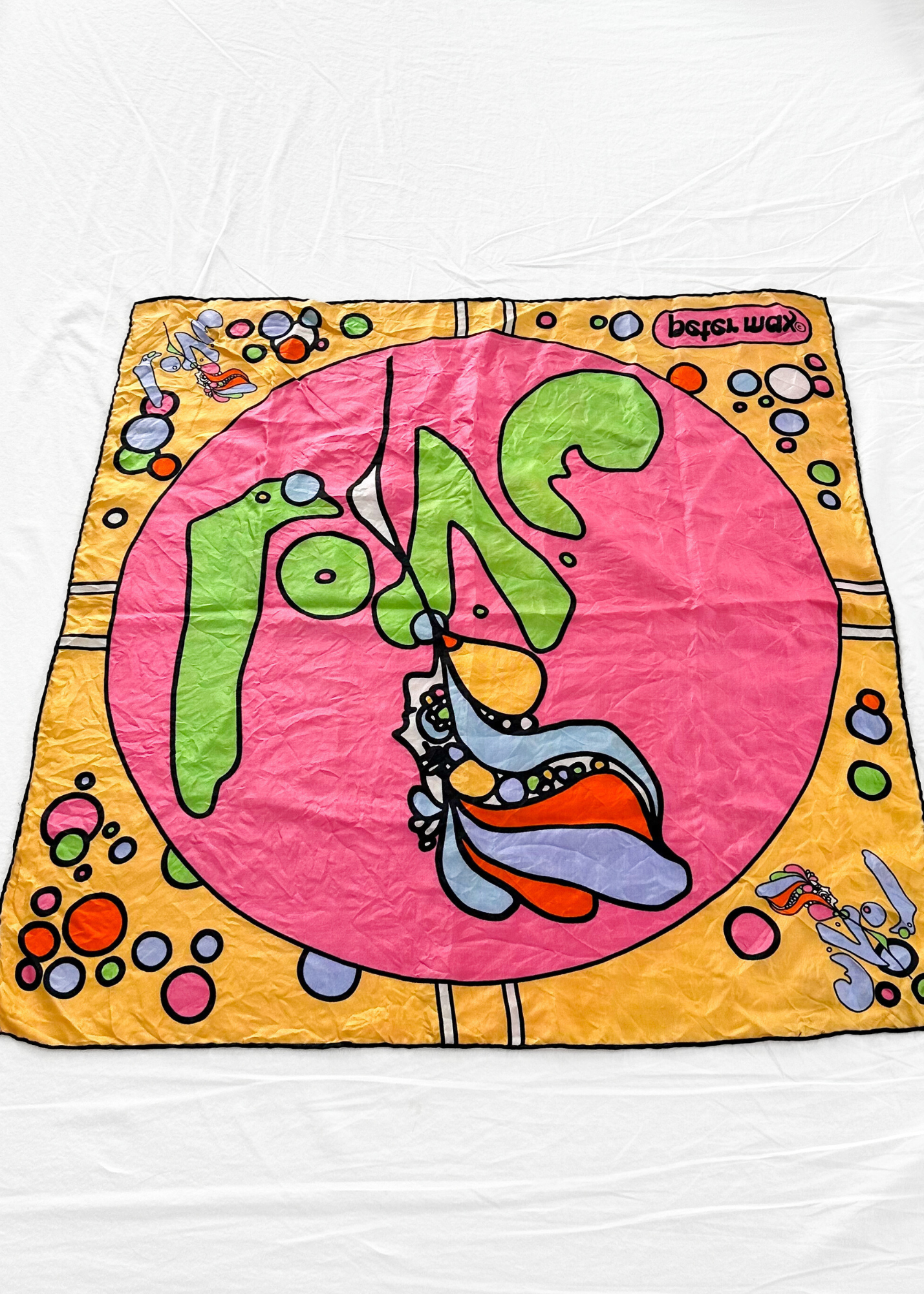 Vintage 60s Peter Max LOVE Pop Art Silk Scarf 26" x 26" made in Japan