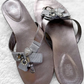 Coach Metallic Pewter Silver Charm Sandals (9.5)