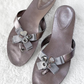 Coach Metallic Pewter Silver Charm Sandals (9.5)