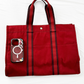 Hermès Bordeaux Red 100% Cotton Heavy Canvas Extra Large Tote Bag