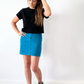 Vintage 90s Columbia Turquoise Denim Mini Skirt (S)