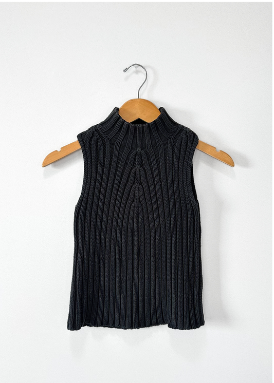 Vintage 00s Black Knit Mock Neck Top (S)
