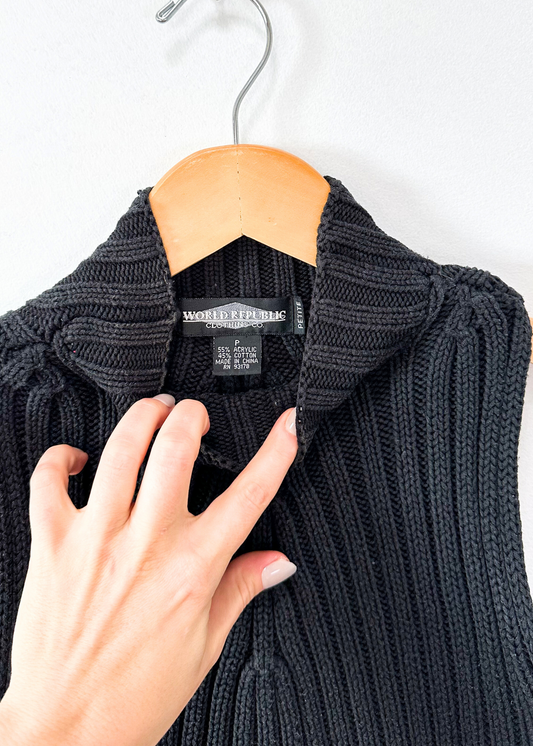 Vintage 00s Black Knit Mock Neck Top (S)