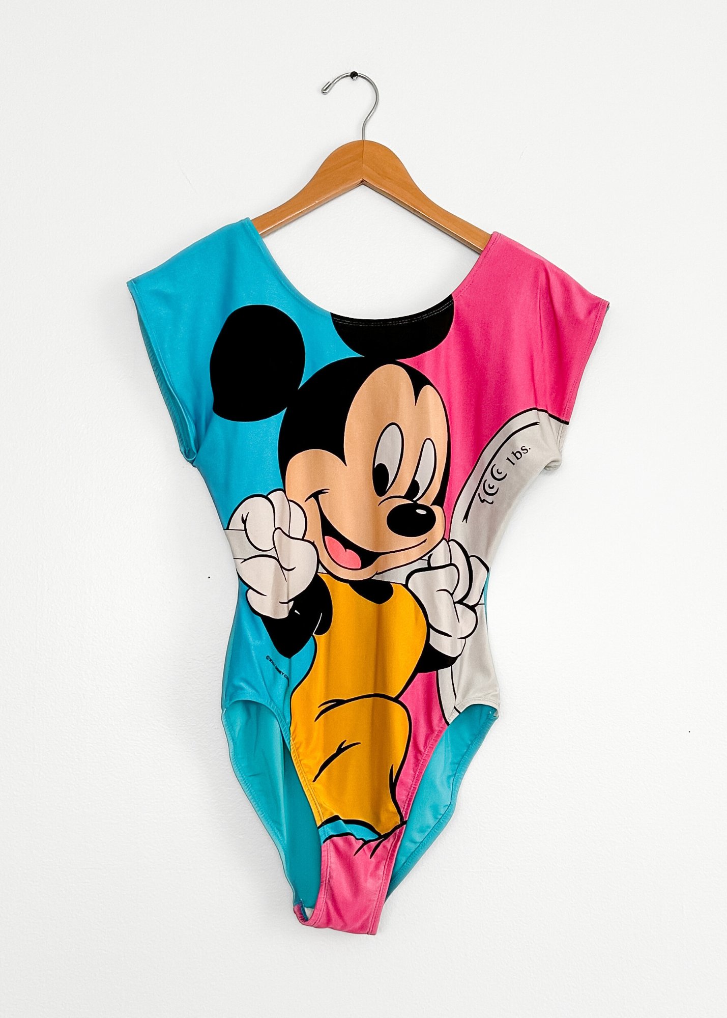 Vintage 90s Disney Mickey Mouse Blue Pink Exercise Leotard One Piece (M)