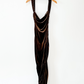 Vintage 90s Hugo Buscati Brown Velvet Ruched Halter Dress