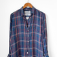 Frank & Eileen Italian Cotton Blue Plaid Relaxed Button Down Top (M)