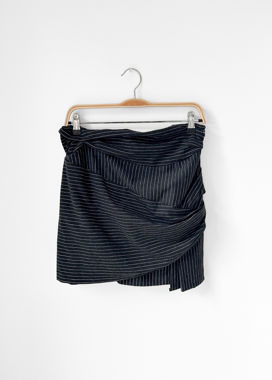 Thakoon Addition Charcoal Gray Pinstripe Draped Mini Skirt (6)
