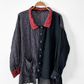 Mara Gibbucci Black Red Plaid Contrast Linen Button Jacket (L)