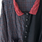 Mara Gibbucci Black Red Plaid Contrast Linen Button Jacket (L)