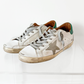 Golden Goose Super-Star White Green Leather Ice Gray Suede Low Top Sneakers Women's (EU 39 / US 9)