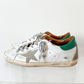 Golden Goose Super-Star White Green Leather Ice Gray Suede Low Top Sneakers Women's (EU 39 / US 9)