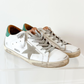 Golden Goose Super-Star White Green Leather Ice Gray Suede Low Top Sneakers Women's (EU 39 / US 9)