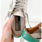 Golden Goose Super-Star White Green Leather Ice Gray Suede Low Top Sneakers Women's (EU 39 / US 9)