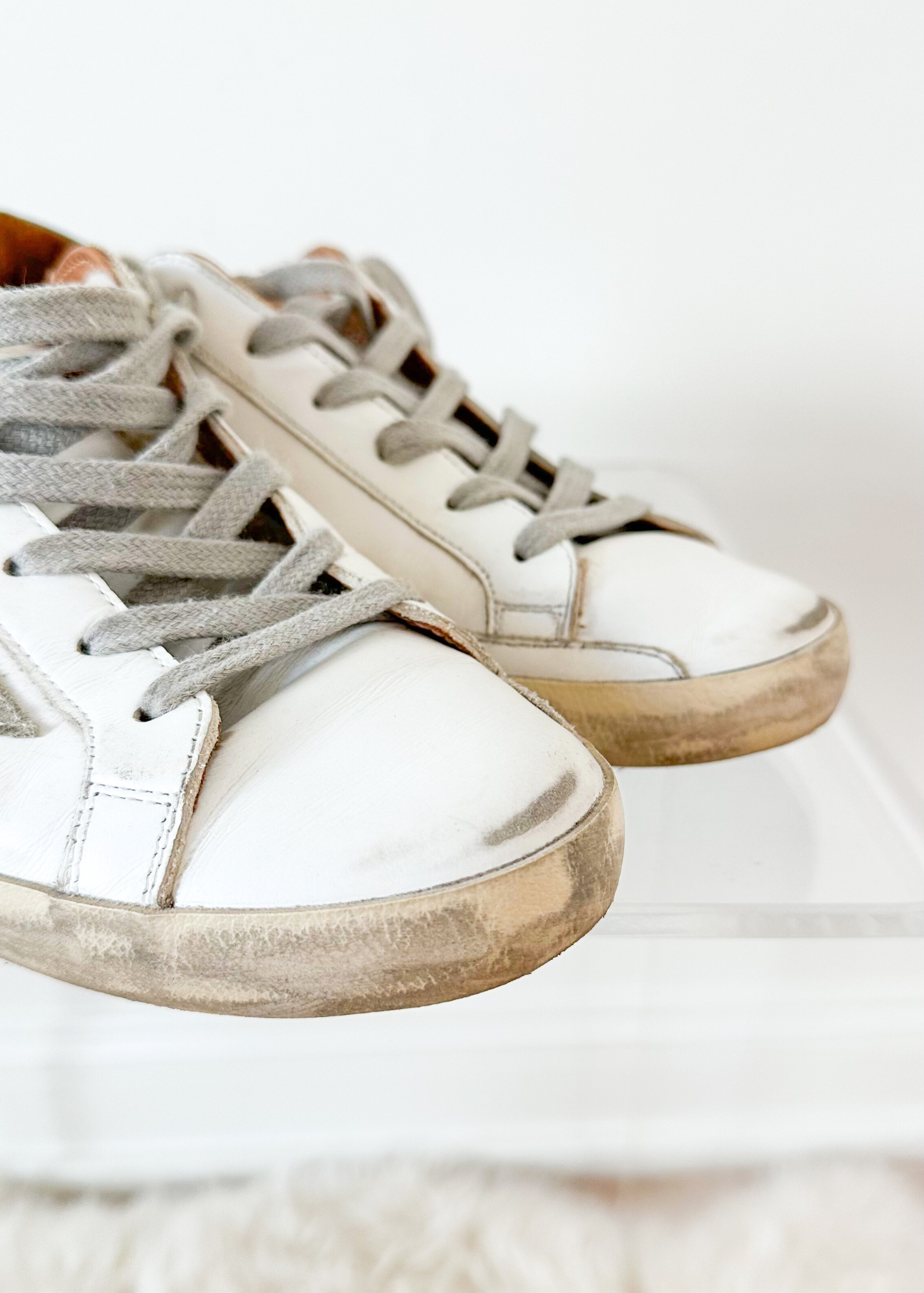 Golden Goose Super-Star White Green Leather Ice Gray Suede Low Top Sneakers Women's (EU 39 / US 9)